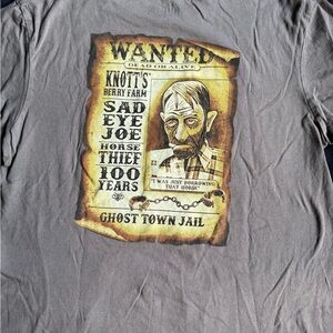 Gray Graphic T-Shirt with Wanted Poster Design